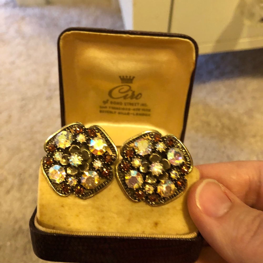 Antique clip on earrings by Ciro Great rhinestones